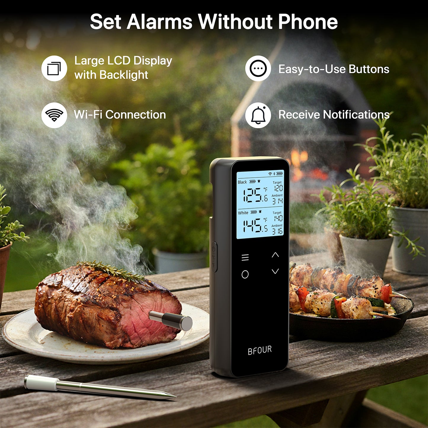BF-80 Wi-Fi Bluetooth Wireless Meat Thermometer【2 Probes】