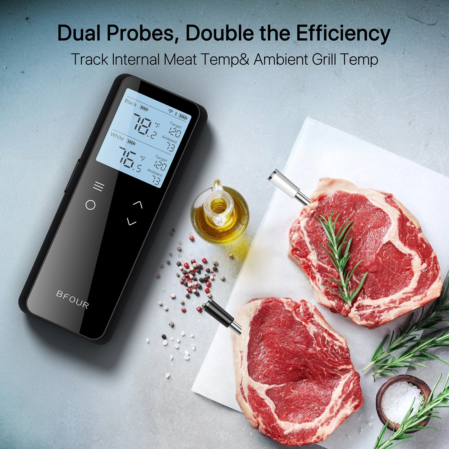 BF-80 Wi-Fi Bluetooth Wireless Meat Thermometer【2 Probes】