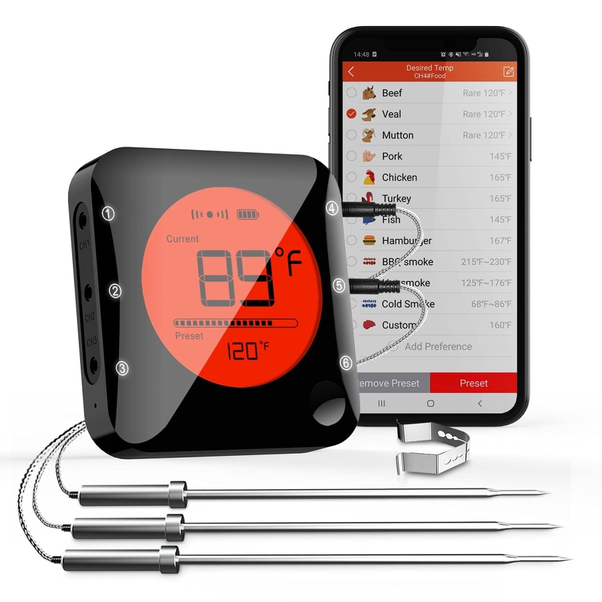 BF - 5 Multi - Probe Meat Thermometer - BFOUR